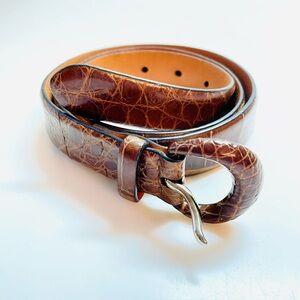 RALPH LAUREN Brown Alligator Belt 1” SZ L Womens Made in Italy